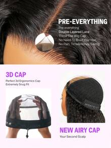 MEGALOOK 一体式 3D 蕾丝半假发，无胶 Yaki 直发，带透气安全圆顶帽，6 英寸深分缝，100% 真人头发，带抽绳，双层 3D 帽，无胶假发，预剪蕾丝，预漂白结，预拔发际线，无需胶水，自然色假发，100% 纯真人头发假发 - SNatural - 查看 5