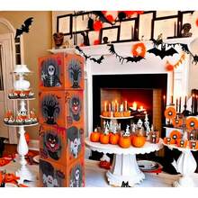 1pc Halloween Orange Balloon Box Set, Party Decor Pumpkin Ghost Festival Gathering Arrangement