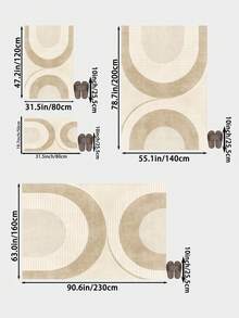 1 Stück beiger Großraum-Teppich für Wohnzimmer, abstraktes Linien- und modernes minimalistisches Wasserwellen-Muster, flauschiges Material, weich und angenehm anzufühlen, leicht zu pflegen, wasserabweisend und fleckresistent, rutschfeste Rückseite, Teppich für Lobby, Schlafzimmer, Wohnzimmer, Badezimmer, Küche, Esszimmer, Büro, Raumdekoration und Fußmatte, für Feierlichkeiten.