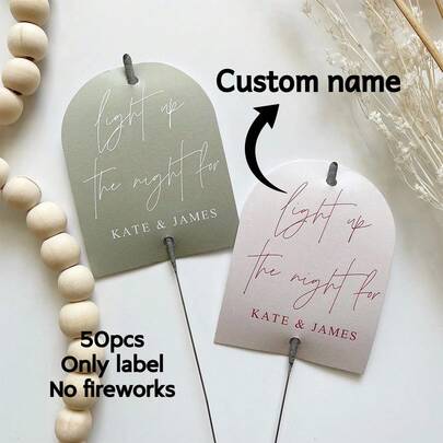 50 etiquetas personalizadas con forma de arco para sparklers de boda, decoraciones de etiquetas de boda bohemias, etiquetas personalizadas para sparklers para crear una atmósfera romántica (los sparklers no están incluidos), multifuncionales, ornamentales, reutilizables, exquisitas, elegantes, de alta calidad, coloridas, modernas, personalizadas, únicas, regalos ideales para él, regalos ideales para ella, novio, papá, novia, mamá, familia, amigos, salón de té, hogar, jardín, oficina, para aniversarios, para el Día de San Valentín, para el Día de la Madre, para cumpleaños, para el Día del Padre, para graduaciones, para bodas, para inauguración de casa, suministros de fiesta personalizados