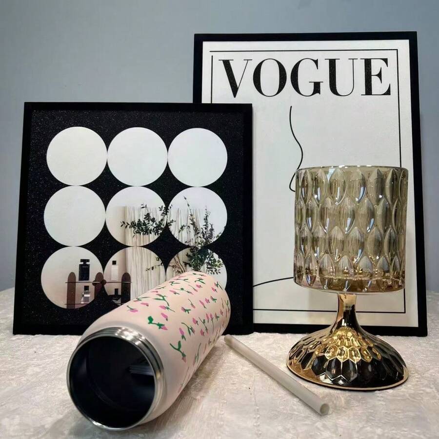 32OZ Fresh Floral Print Large Capacity Stainless Steel Insulated Cup, Designed For Home Water Bottles, Sports Water Bottles, And Outdoor Water Bottles, Specifically For Drinkers. It Is Very Suitable For Holding Water, Iced Tea Or Coffee, Hot And Cold Drinks. Suitable For Outdoor Picnics, Summer, Outdoor Activities, Camping, Fitness Centers, Dormitories, Yoga, Driving, Commuting, Teachers, Graduation Gifts, Teacher Gifts, Mother's Day Gifts, Birthday Gifts. - Beige Cherry Blossom - View 1