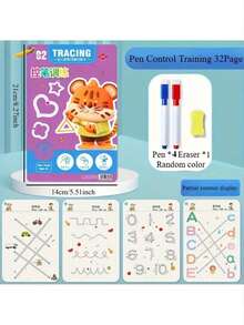 [Reusable Notebook] 32-Page Reusable Magic Practice Notebook Set | Durable Binding, Whole Brain Development, Pen Control Training & Drawing Education Workbook | Color Pages, Paper Material, Educational Workbook, Learn Writing Skills