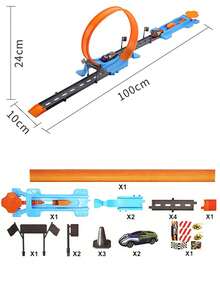 14pcs/18pcs/23pcs/32pcs Children Metal Alloy Racing Car Track Toy Set With 360 Degree Loop, Indoor Outdoor Interactive Playset, Suitable For 3-12 Years Old Boys And Girls, Christmas Gift (Random Car Styles And Colors) - Multicolor - View 12