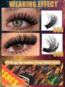 Halloween Makeup 280 Pieces Of Cluster Eyelashes, Single Cluster Eyelashes, Mixed 8-16mm Length, D-Curl Eyelash Extension, Natural Fluffy False Eyelashes, Hot Melt Self-Grafted Single Hair 50D+80D Soft Eyelashes DIY At Home, Dramatic Eyelash Extension Makeup Tools Are Reusable And Easy To Operate