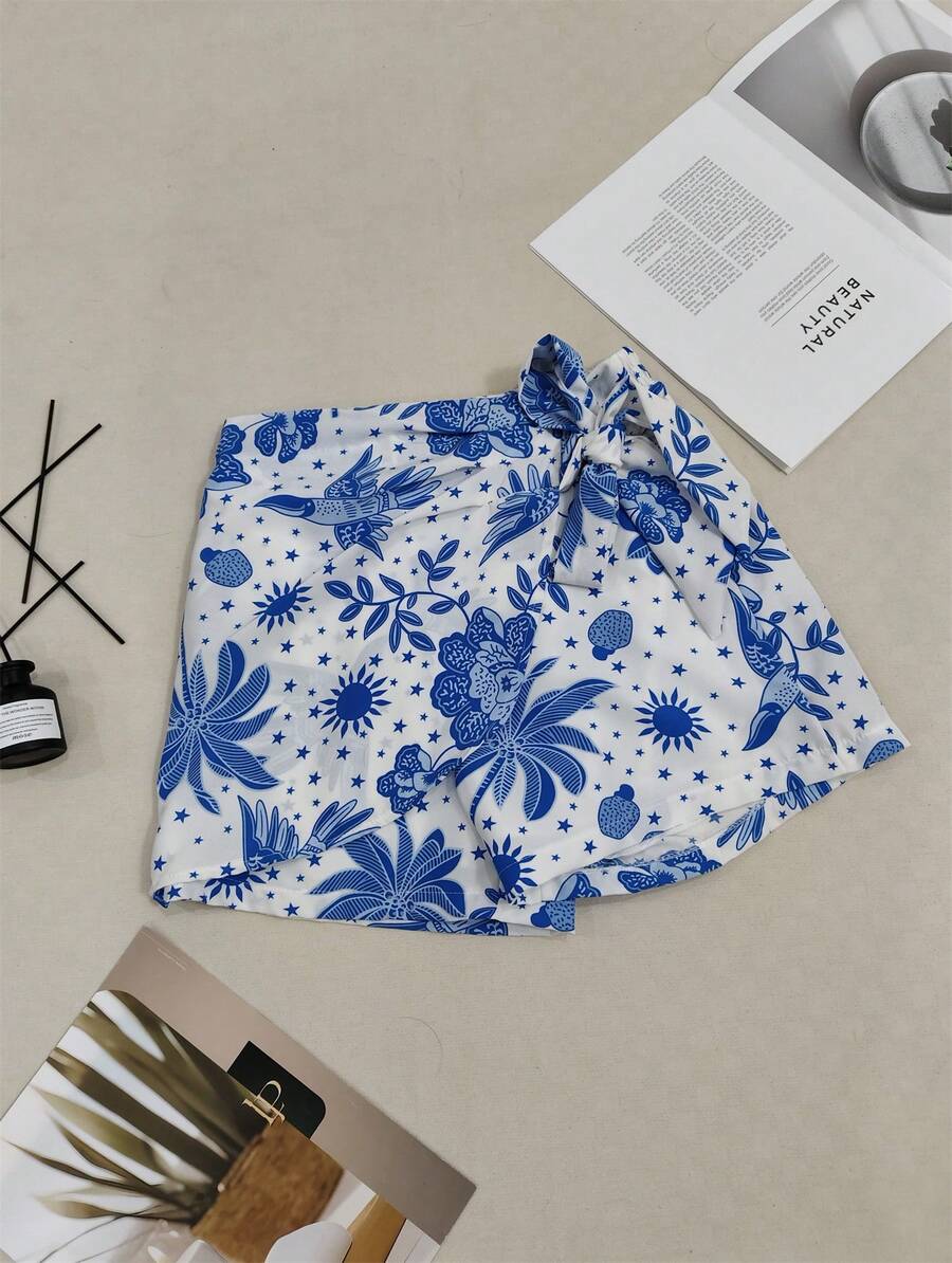 Women's Skirt Shorts - 藍白色 - 查看 1