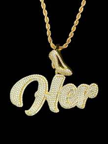 DUBSS 1 Piece Iced Out Name Letter Necklace Pendant For Men Prong Setting Hip Hop Jewelry - Letter - View 11