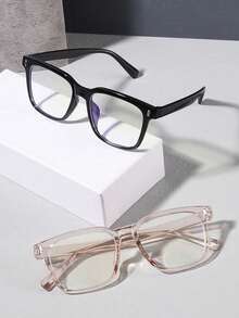 1/2/3/4副装男士夏季亚克力休闲时尚黑色长方形眼镜，适合日常阅读、工作通勤、电脑游戏、看电视和使用手机。 - 彩色 - 查看 6