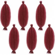 6 Packs African Braiding Hair, Kinky Curl Braiding Hair Pre-Looped Elastic Spring Twist Hair Extensions - Burgundy - View 18