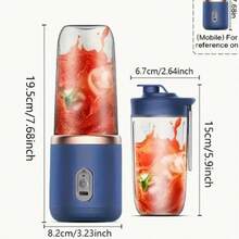 SOKANY Mélangeur et centrifugeuse portables 2-en-1 avec chargement USB - Tasse double à 6 lames, idéal pour les smoothies, les milkshakes et les boissons glacées - Cadeau parfait pour les personnes soucieuses de leur santé, à utiliser en voyage, au travail ou à la maison, capacité de 500 ml, centrifugeuse de voyage | Appareil de cuisine moderne | Corps en plastique, base de centrifugeuse - Bleu azur - Voir 11