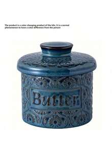 1pc American Country Style Ceramic Butter Dish, Restaurant Cheese Storage Jar With Lid, Household Butter Container - Butter Box - View 9