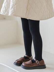 4 paia di leggings a costine versatili e semplici per bambini, stile casual adatto per le ragazze da abbinare a uniformi scolastiche e uso quotidiano, adatti per primavera/autunno/tutto l'anno - Multicolore - Visualizzare 2