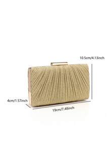 Thời trang màu hồng lấp lánh nhẫn ngón tay phụ nữ túi buổi tối kim cương kim loại sang trọng túi cầm tay dự tiệc nhún bèo thường ngày đám cưới túi xách chuỗi - Vàng - Xem 2