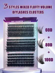 640pcs Eyelash Extension Kit, DIY Eyelash Extension Kit Single Eyelash Cluster D Curl, Eyelash Cluster With Eyelash Adhesive, Eyelash Remover And Seal And Eyelash Applicator Brush Tool, Suitable For Self-Grafting At Home, Makeup Multiple Styles (60D-80D-100D)