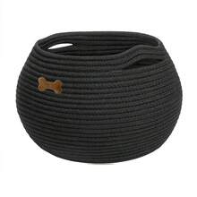 OYHOMO Round Globosity Storage Basket With Handle, Pet Toys Basket Cat Dog Toys Basket Home Decor Woven Storage Organizer For Bathroom, Living Room, Bedroom, Office - Multipurpose Open-Top Container For Towels, Cosmetics, Plants - Multicolor - View 16