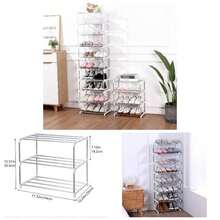 Stackable Small Shoe Rack, Entryway, Hallway And Closet Space Saving Storage And Organization 3 - Tier, Black