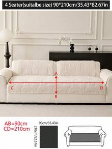 1pc Thick Plush Sofa Cushion Cover, All Season Universal Sofa Seat Protector, Modern Minimalist Anti-Slip Sofa Slipcover, Dust-Proof And Washable, Soft Beige Color, Pet-Friendly, Fits L-Shaped And 1/2/3/4 Seater Sofas For Bedroom, Office, Living Room - Beige - View 19