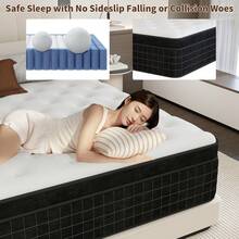 King Queen Full Twin Size Mattress,Memory Foam And Innerspring 12/14 Inch Hybrid Mattresses Bed Medium In A Box - Đen và trắng - Xem 2