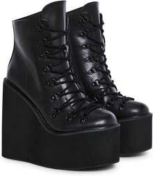 Exclusive Traitor Platform Boots By Current Mood – Vegan Leather Wedge Boots For Edgy Streetwear Fashion, Black-2025 - Hồng - Xem 4