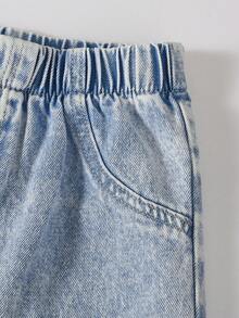 1pc Girls Casual Street Style Comfortable Butterfly Print Pattern Denim Jeans, Suitable For Spring & Autumn