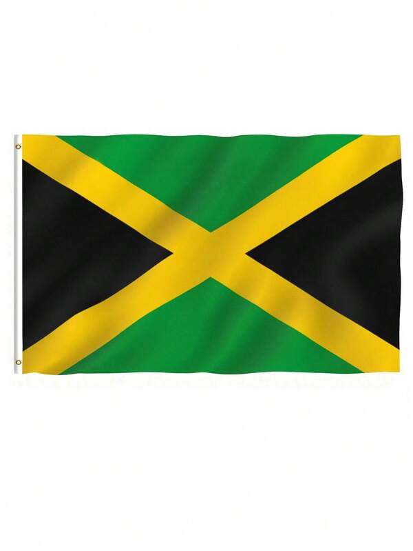 Bandeira jamaicana de 3x5 pés, material de poliéster, bandeiras nacionais da Jamaica com ilhós, decoração de bandeira para casa e jardim