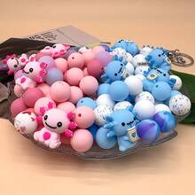 35 piezas Conjunto de cuentas de silicona DIY, cuentas espaciadoras de silicona 3D con diseños de unicornios y animales coloridos impresos, adecuado para hacer joyas DIY hechas a mano, accesorios para llaveros, pulseras, bolígrafos, colgantes de teléfono, adornos de bolso, suministros de manualidades lindos, regalos para fiestas