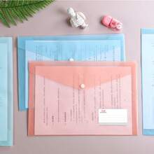 10个/5个 A4 透明聚丙烯文件袋，带按扣，防水文件收纳袋，多种柔和色调可选（粉色、蓝色、绿色、紫色），适合学生、办公室、学校使用。 - 彩色 - 查看 4