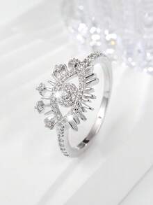 1pc Fashionable Copper Zirconia Devil's Eye Ring For Women's Daily Wear