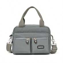 Women's Mini Handbag, Multi-Pocket Zipper Backpack, Waterproof Shoulder Bag, Small Nylon Pouch Clutch - Grey - View 7
