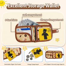 可爱卡通熊钱包，带可拆卸零钱包、卡槽和双钞位，实用百搭，大容量硬币收纳空间，多层设计 - 彩色 - 查看 3