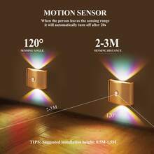 Wiederaufladbare LED Bewegungssensor Nachtlicht, Induktionslampe, LED Wandleuchte - Auto Ein/Aus, Batteriebetrieben (1200mAh) für Schlafzimmer, Flur, Treppe - Modernes minimalistisches Design, zeitgenössischer Stil, RGB Nachtlicht für Schlafzimmer, Treppenbeleuchtung, minimalistisches Licht, energieeffiziente Beleuchtung