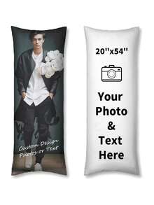 1pc Custom Picture Pillow Cover, Customized Photo Or Text Long Body Pillow Case, Personalized Custom Gifts Any Picture Two-Sides Design Throw Pillow(20"X54") Custom, Unique, Personalized Ideal Gifts For Girlfriend, Ideal Gifts For Friends, Ideal Gifts For Family Him, Her, Boyfriend, Girlfriend, Dad, Family, Mom, Friends For Anniversaries, For Graduation, For Housewarming, For Weddings - Multicolor - View 5