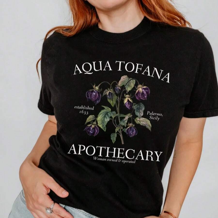 Oversized Tshirt Faminist Aqua Tofana Apothecary Vintage Funny Women's Rights T-Shirt 100% Cotton Womens Oversized Printed Graphic T-Shirts 1pcs Shirt - Đen004 - Xem 1