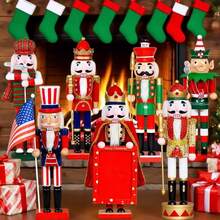 Extra Large Christmas Nutcracker Ornament - Traditional Wooden Nutcracker, Holiday Christmas Decoration - Framed King, Commemorative - Colorful Puppet - Christmas Gift - Suitable For Christmas Decoration, Bedroom, Living Room, Closet, Office, Dorm Room. Home Decoration, Christmas Party Decoration Supplies - Merry Christmas - Multicolor - View 1