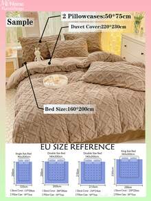 3pcs Taupe Velvet & Taupe Plush Bedding Set, Includes 1 Duvet Cover & 2 Pillowcases, Soft & Comfortable Home Textile, Available In Multiple Colors, Suitable For Dorm, Simple & Fashionable Bedroom Decor, Machine Washable, Fluffy & Soft Duvet Cover Set - Coffee Brown - View 3