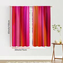 两片装数码印花薄纱窗帘，几何渐变图案，由橙色过渡到玫瑰粉，涤纶材质。安装简便，是装饰客厅、卧室、厨房和办公室的理想之选。 - 彩色 - 查看 8