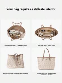 Felt Zipper Pouch Organizer Bag, Tote Bag, Gift Bag, School Supplies, Teacher Gift Accessories - Coffee - View 7