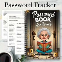 Libreta De Contraseñas Con Espiral De Dibujos Animados: 70 Páginas Con Candado, Cuaderno Con Diseño Artístico Para Personas Mayores, Administrador De Inicio De Sesión Con Contraseñas Para Informática E Internet.