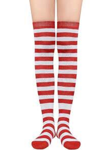 Womens Thigh High Socks Striped High Knee Socks Knee High Socks For Cosplay Long Socks Over The Knee Leg Warmers - Z Red White - View 8