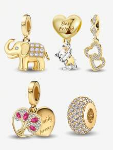 1 PC Fashionable 925 Sterling Silver Infinite Love Clasp Beads Pendant Charm Pendant Ball Suitable For Bracelets DIY Women's Jewelry - Gold - View 2