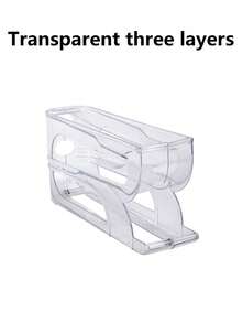 1pc Transparent 3/4 Tier Sliding Egg Dispenser, Automatic Rolling Anti-Crack Holder, Suitable For Refrigerator And Countertop, Easy To Clean And Washable, Industrial Food Supply Equipment, Space-Saving Refrigerator Side Door Storage Rack, Kitchen Organization, Egg Storage Box - Multicolor - View 6