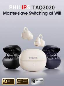 PHILIPS 飞利浦 TAQ2020 真无线蓝牙 5.4 耳机，开放式设计，AI 清晰通话，触控操作，超长续航 - 黑色 - 查看 3