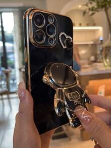 1pc Electroplated Bracket Phone Case, Shock-Proof Ultra-Thin Protective Cover With Hidden Stand, Camera Lens Protection, Compatible With IPhone7/8/11/12/13/14/15/X/XR/Xs/Plus/Pro/Pro Max/SE2/Mini Series, Phones