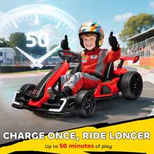 HOMCOM 24V Electric Go Kart For Kids, Ride On Racing Kart With Adjustable Seat, Battery Powered Drifting Ride On Car With Music, Light, Slow Start, Button Start, Horn, For 6-12 Years, Red - Red - View 7