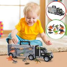 Gran Descuento Juguetes de Coches de Dinosaurios y Camiones con Almacenamiento de Animales Juego Educativo para Niños Vehículos de Juguete para Niños Juegos de Aprendizaje Juegos de Rol para Niños Regalos para Cumpleaños Navidad Fiestas Infantiles - Multicolor - Ver 2