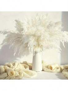 10/15 Pieces Artificial White Pampas Grass - Non-Shedding Artificial Pampas In Vase - Versatile Feather-Free Decorations For Christmas, Thanksgiving, New Year, Valentine's Day, Mother's Day - Perfect For Weddings, Showers, Boho Home And Farmhouse Centerpieces - White - View 1