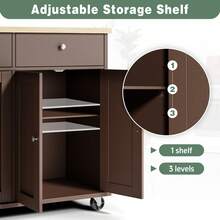 Vongrasig 39" Kitchen Island On Wheels With Storage Cabinet Kitchen Cart Cabinet With Shelves, Cart Handle For Towel Rack Or Free Mobility, Portable Islands, - Brown - View 8