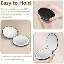 LED Travel Makeup Mirror, Lighted Compact Make Up Mirror With One Side Enlarged, 2X/5X Magnificatio