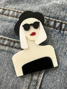 1pc Cartoon Creative Long Dress Brooch, Fashionable Puppy Acrylic Brooch For Women, Clothing & Bag Accessory00 Jewelry Costume Accessories Bag Charms Office Accessories