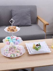 2set/1set 3-Layer White Cake Stand, Cookie Tray And Cupcake Tower, Ideal For Decorating Cakes On Weddings, Graduation Parties And Other Occasions/Holidays & Party Supplies / Cake Decorating Supplies /Cupcake Stands/Room Decor/Halloween Decor/Halloween/Fall Decor/Home Decor/Fall Decorations For Home/Kitchen Accessories