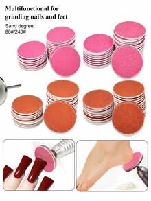 100pcs/Box Colorful Nail File Sanding Discs, Nail Grinding Discs With Bearings, Nail Care Tools, Flat Head Foot Grinding Discs - Multicolor - View 6